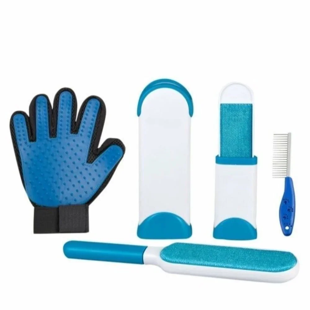 4 Sets of Pet Tools, Shedding Glove, Brush, Lint Tool Wand, Great for Dogs & Cat